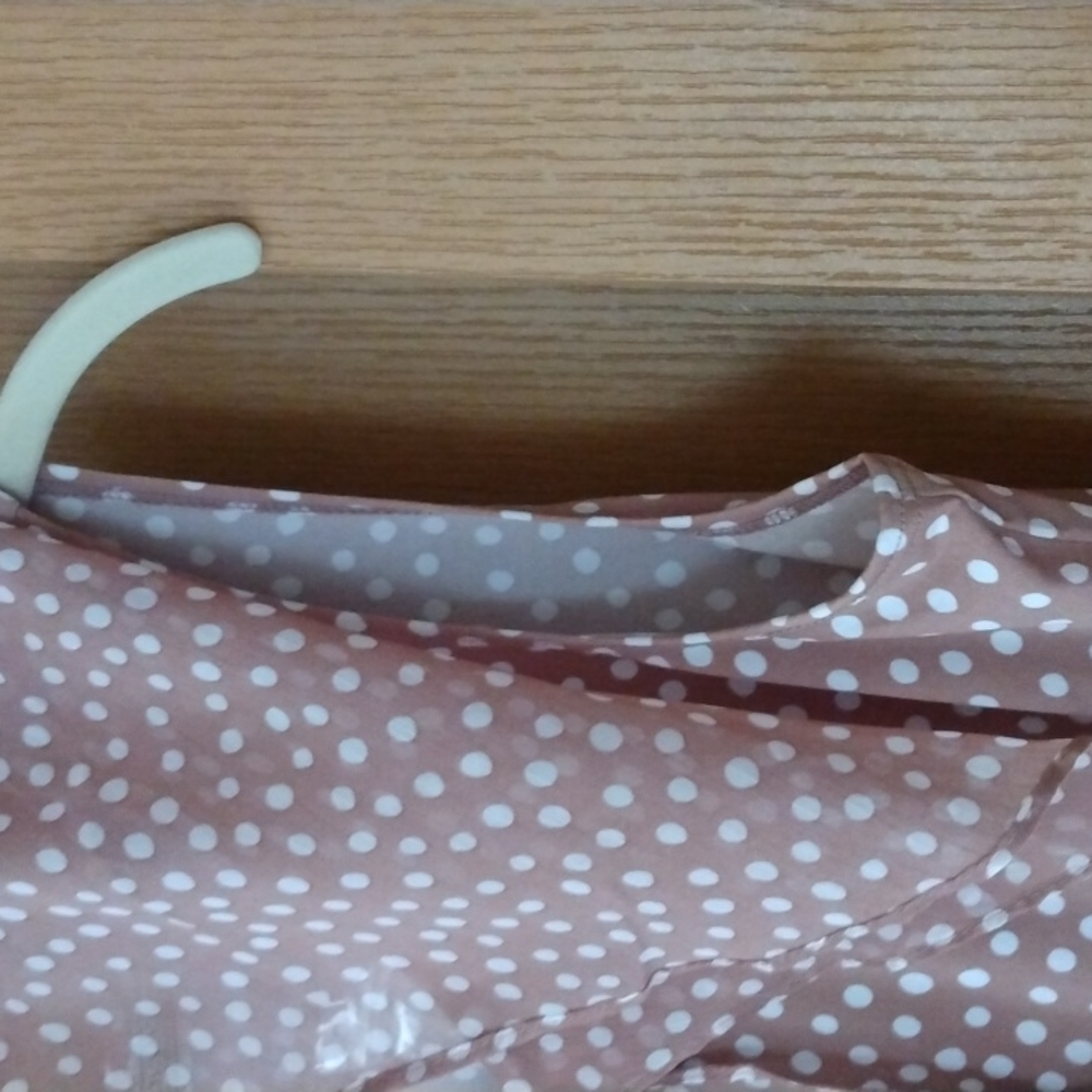 George Simonton Tan With Polka Dots Short Sleeve Blouse Medium - Picture 4 of 6
